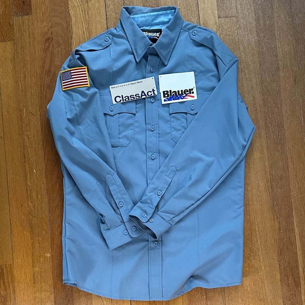 Blauer Men's Casual Blue Button Down Uniform Shirt